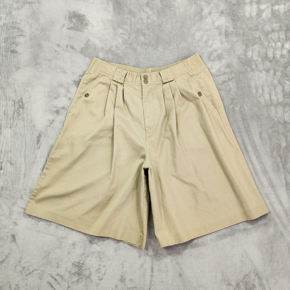 Vintage Cabin Creek‎ Shorts Womens 12 Beige Chino Twill Pleated Elastic Waist